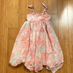 Tommy Bahama Girls Coral and Cream Floral Dress Sz 5